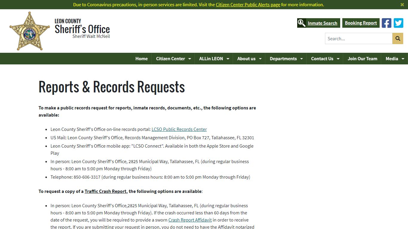 Records & Reports Requests - Leon County Sheriff's Office